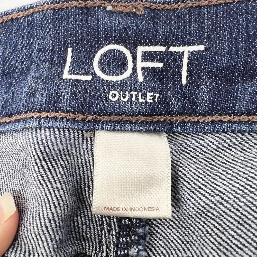 Ann Taylor LOFT Outlet Modern Skinny in Dark Wash Petite Mid Rise Denim Jeans-2P